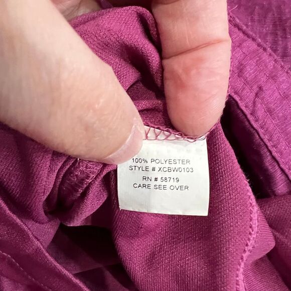 NY Collection Purple Orchid Short Sleeve Button Front Cotton Blend Dress - Picture 8 of 9